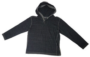 Overdrive Men's Large Charcoal Gray Thermal Hooded Henley Long Sleeve Shirt